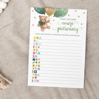 Babydusche Emoji Pictionary Game Teddy Bear Card