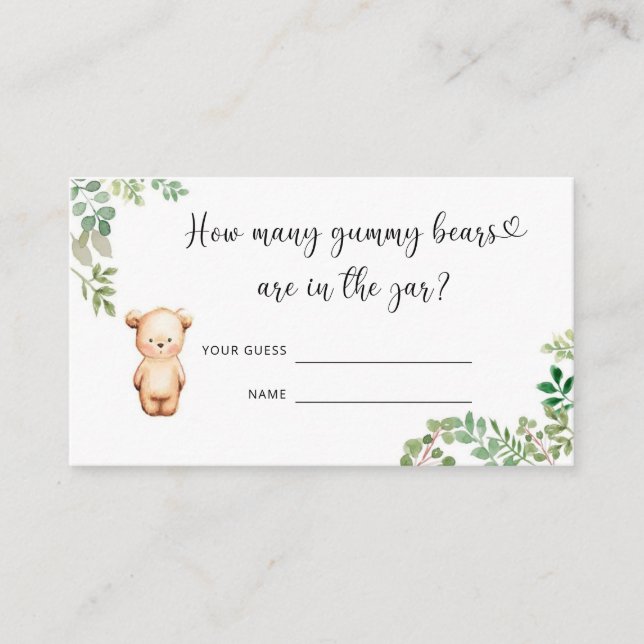 Babydusche erraten, wie viele Gummibären Begleitkarte (Vorderseite)