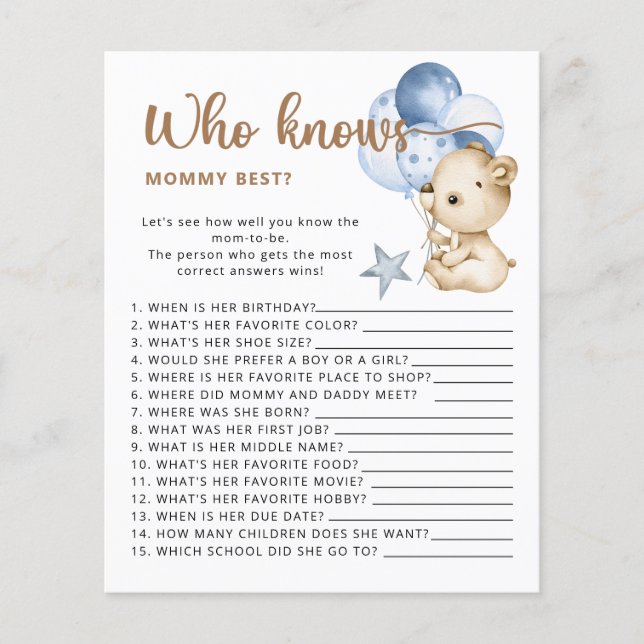 Babydusche erraten, wie viele Teddybären (Vorderseite)