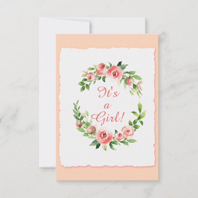 Babydusche Es ist eine Girl Pink Einladungs-Flachk (Vorderseite)