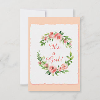 Babydusche Es ist eine Girl Pink Einladungs-Flachk