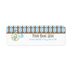 Babydusche-Etikett - Blaues Windeln, rosa und Kari