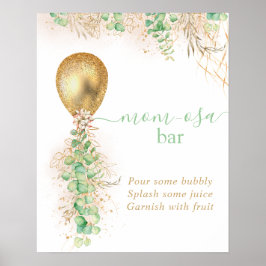 Babydusche Eucalyptus Balloon Momosa Bar Poster