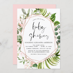 Babydusche Eucalyptus Botanical Geometric Einladung