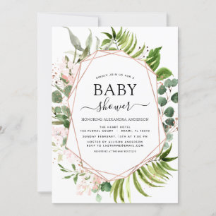 Babydusche Eucalyptus Botanical Geometric Einladung
