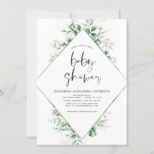 Babydusche Eucalyptus Botanical Geometric Einladung