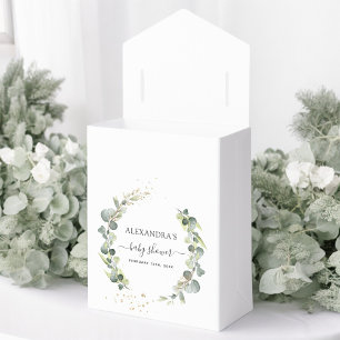 Babydusche Eucalyptus Greenery Boho Rustic Geschenkschachtel