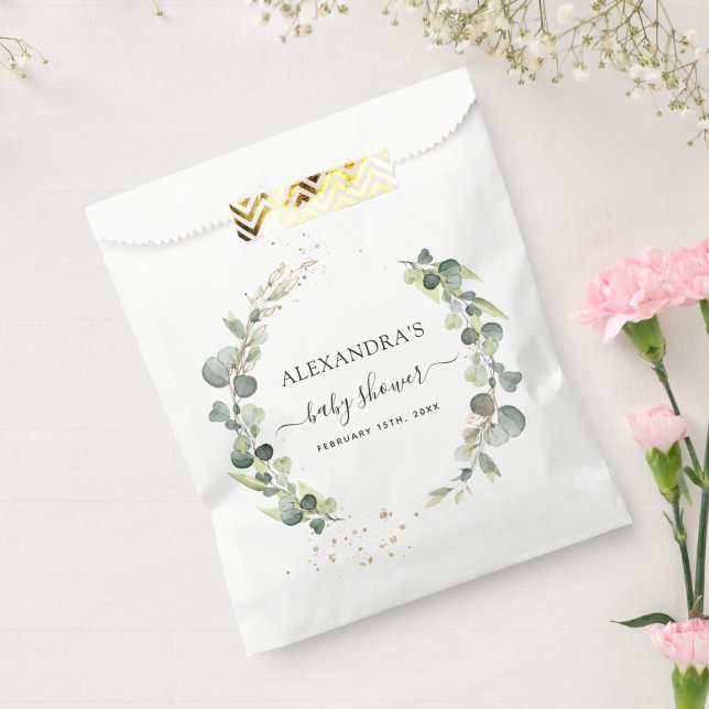 Babydusche Eucalyptus Greenery Boho Rustic Geschenktütchen (Versiegelt)