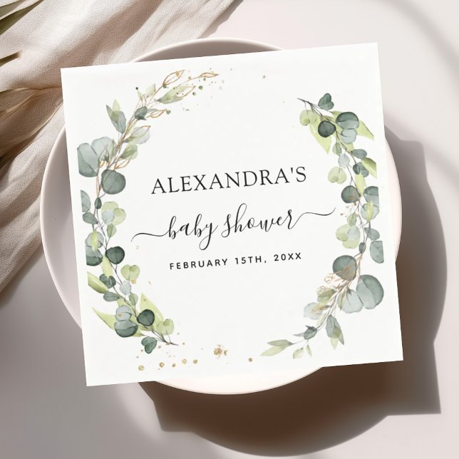 Babydusche Eucalyptus Greenery Boho Rustic Serviette (Von Creator hochgeladen)