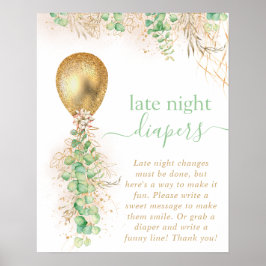 Babydusche Eukalyptus Ballon Spätnachtsspuren Poster