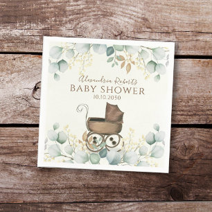 Babydusche Eukalyptus Blätter Elegantes botanische Serviette