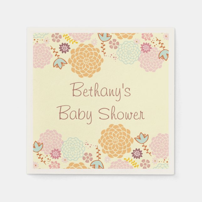 Babydusche Extravagant Moderne Blüte Serviette (Vorderseite)