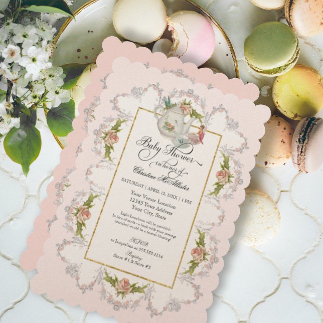 Babydusche Fairy Tee Party Teapot in Cups Einladung (Von Creator hochgeladen)