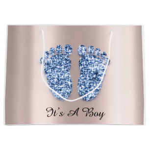 Babydusche Feet Es ist eine Boy Blue Navy Rose Große Geschenktüte