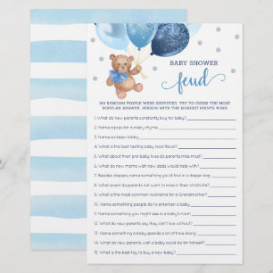 Babydusche Feud Game Blue and Silver Teddy Bär
