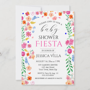 Babydusche Fiesta Floral Pink Party Einladung