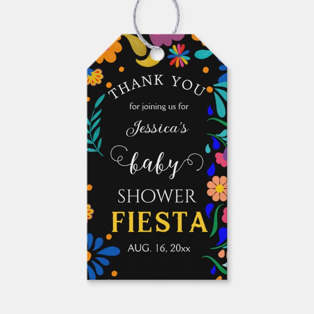 Babydusche Fiesta Mexican Gastgeschenk Geschenkmar Geschenkanhänger (Vorderseite)