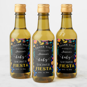 Babydusche Fiesta Mexican Mini Flasche Weinetikett