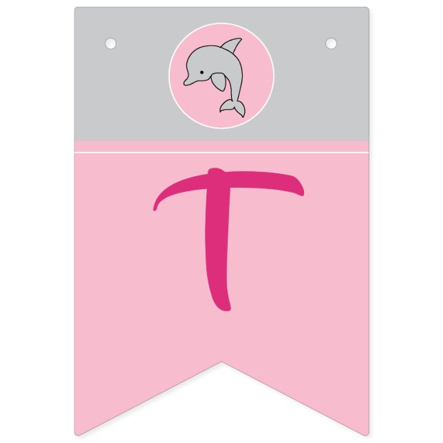 Babydusche Frack Banner Rosa/Grau Dolphin (Zweite Fahne)