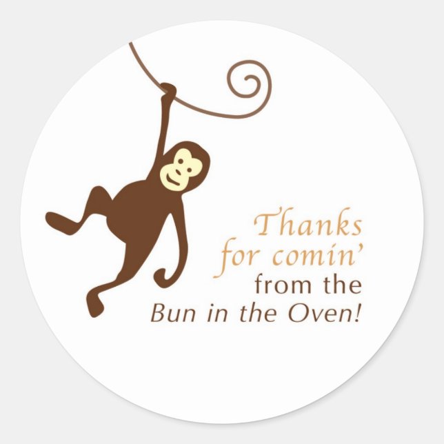 Babydusche für Affen Runder Aufkleber (Vorderseite)