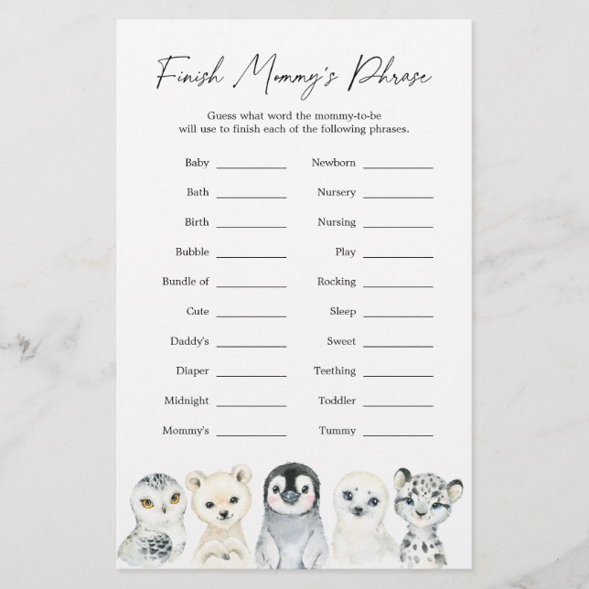 Babydusche für Arktische Tiere schließen Mommy's P