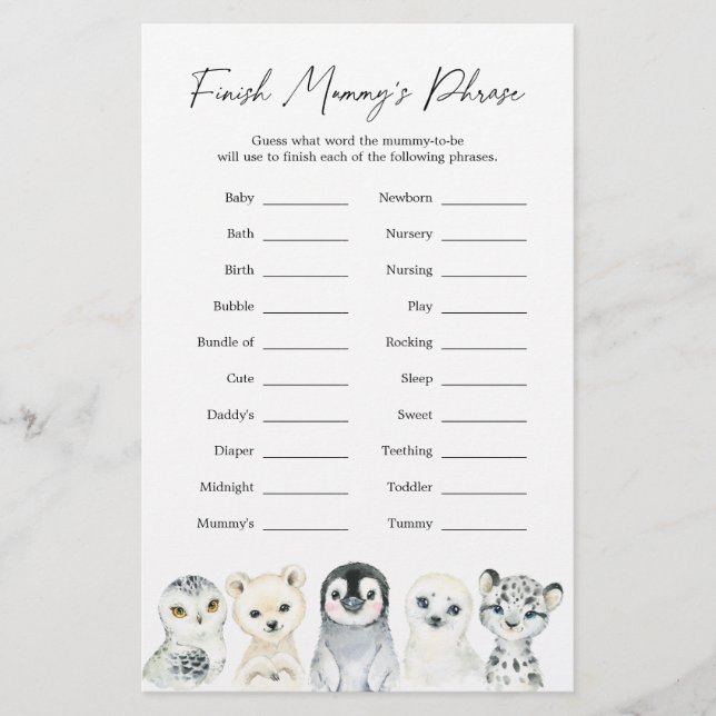 Babydusche für Arktische Tiere schließt Mummy's Ph (Vorderseite)