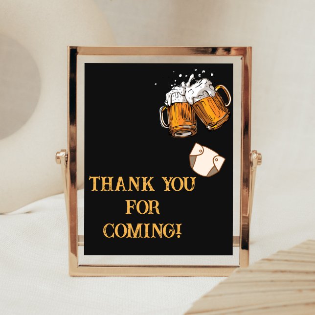 Babydusche für Bier und Windeln Vielen Dank für Ih Poster (Brewing Diaper Party Baby Shower Thank You for Coming Sign)