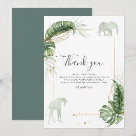 Babydusche für botanische Safari Tiere Dankeskarte