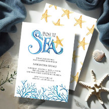 Babydusche für BoyInvitations Wasserfarben Meer