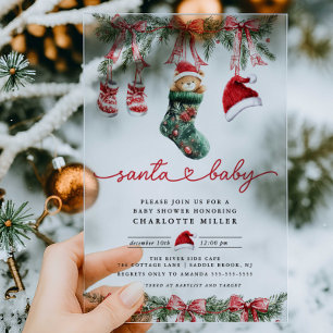 Babydusche für die Ankunft von Weihnachten Acryleinladungen