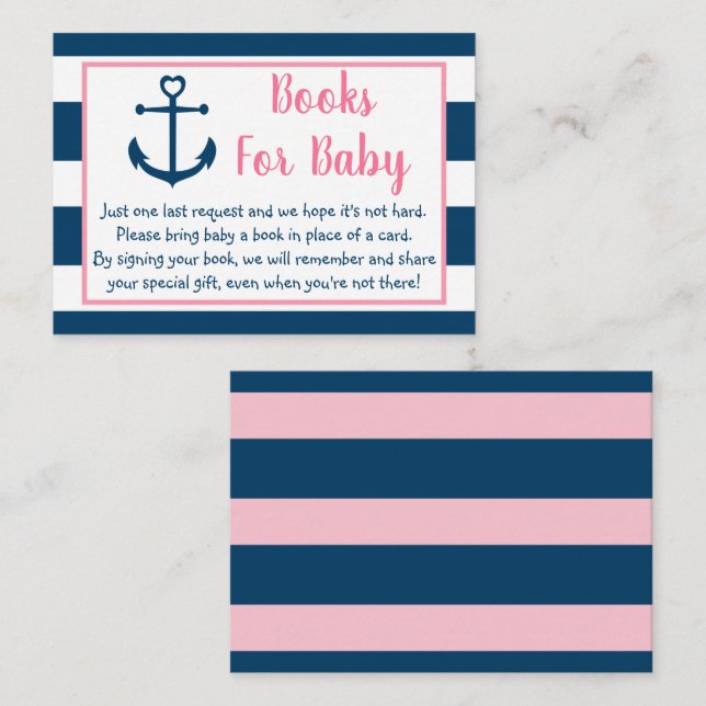 Babydusche für die rosa Navy Begleitkarte (Vorne/Hinten)