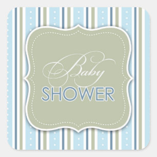 Babydusche für einen Babyaufkleber Quadratischer Aufkleber