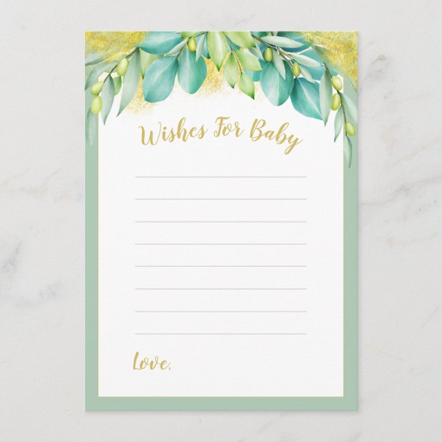 Babydusche für Eukalyptus-Baby-Blätter Hinweiskarte (Vorderseite)