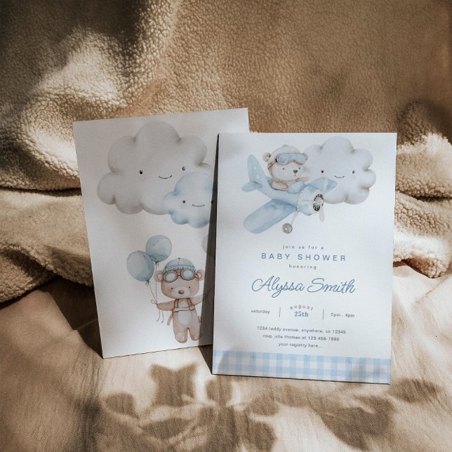 Babydusche für Flugzeuge und Teddy Bear Einladung (Von Creator hochgeladen)