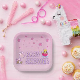 Babydusche für Girl Stars Giraffe Teacup Pappteller