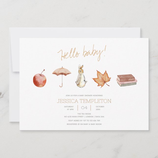 Babydusche für Kaninchen Einladung (Vorderseite)