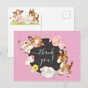 Babydusche für Landtiere Danke Postcard Postkarte
