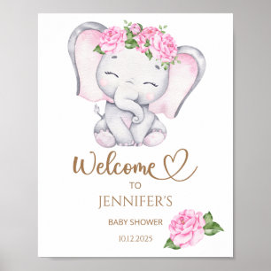 Babydusche für Mädchen und Blume Begrüßung Poster