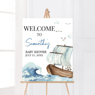 Babydusche für Nautical Boat Willkommen Poster