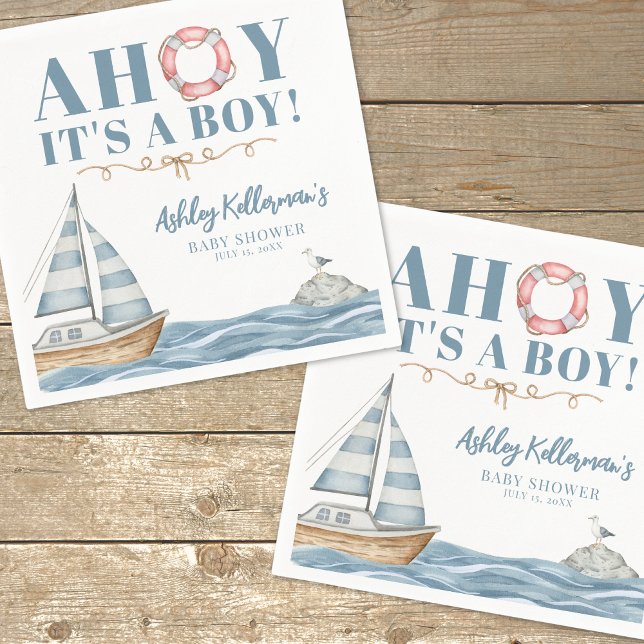 Babydusche für Nautical Ocean Boy Serviette (Nautical Ocean Boy Baby Shower Napkins)