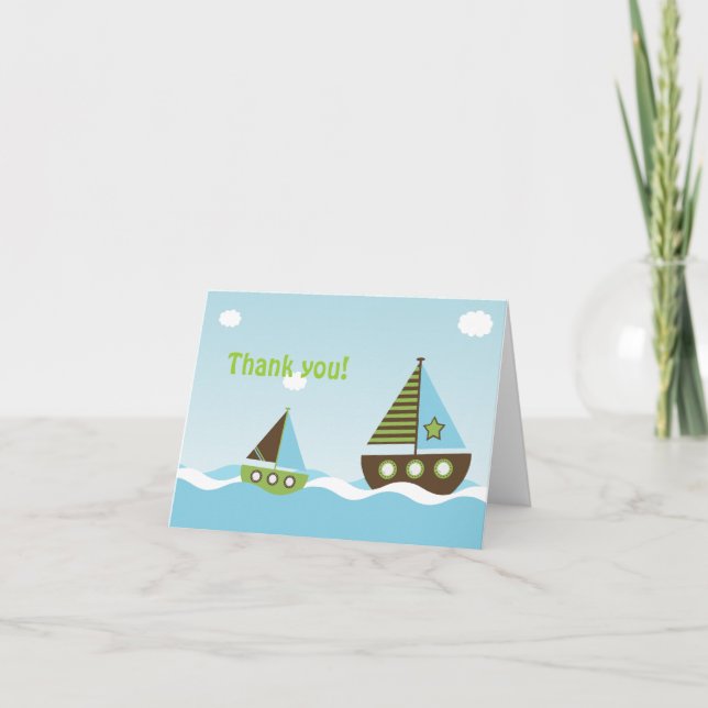 Babydusche für Nautical Sailboat Vielen Dank Dankeskarte (Vorderseite)