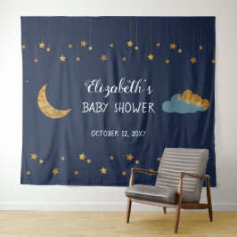Babydusche für Navy Blue und Golden Stars Hintergr Wandteppich