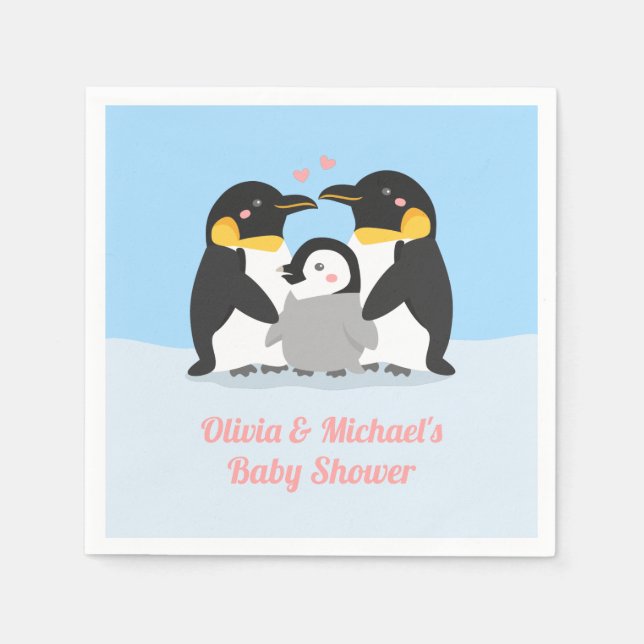 Babydusche für Pinguine - Party - Dekoration Serviette (Vorderseite)