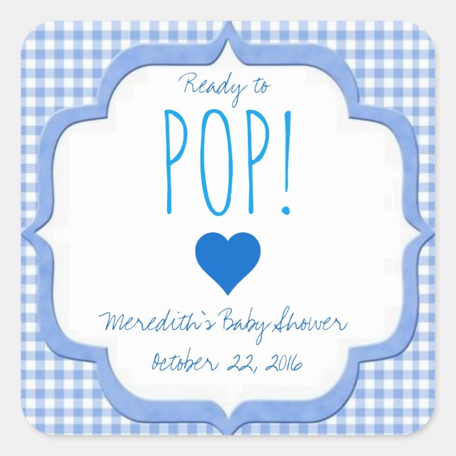 Babydusche für Pop Quadratischer Aufkleber (Vorderseite)