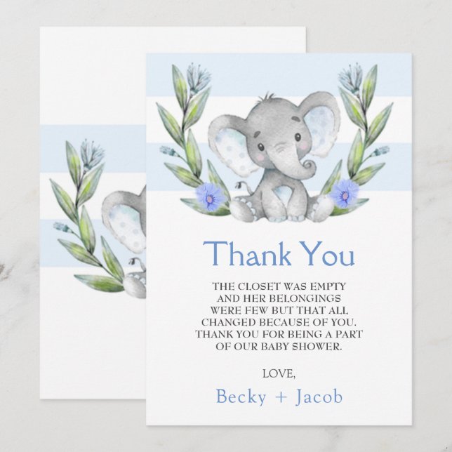 Babydusche für Wasserfarben Danke Karte (Vorne/Hinten)