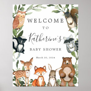 Babydusche für Woodland Tiere Begrüßungszeichen Poster
