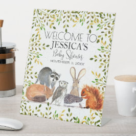 Babydusche für Woodland Tiere Begrüßungszeichen Sockelschild