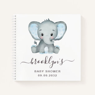 Babydusche Gästebuch Blauer Elefant Notizbuch