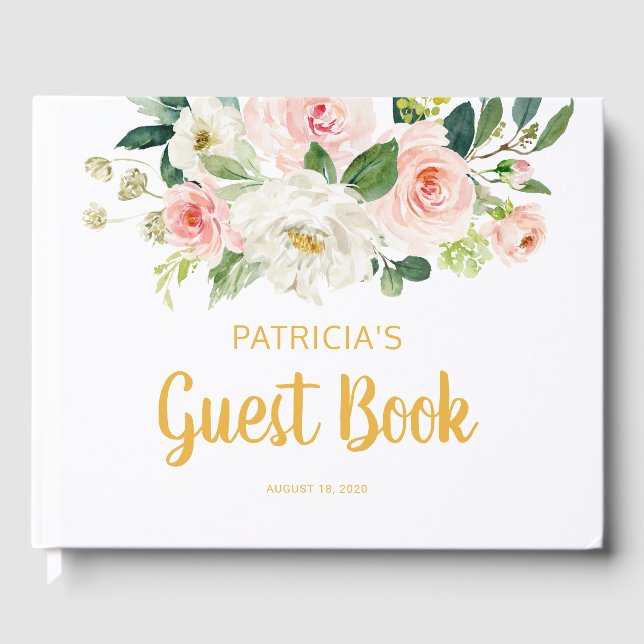 Babydusche Gästebuch, Blush Floral Guest Book Gästebuch (Vorderseite)