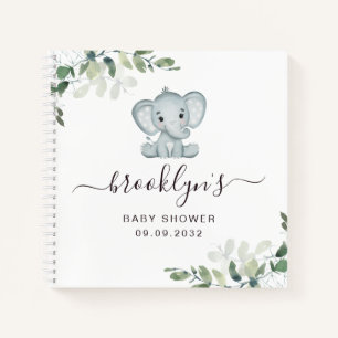 Babydusche Gästebuch Elephant Eucalyptus Notizbuch
